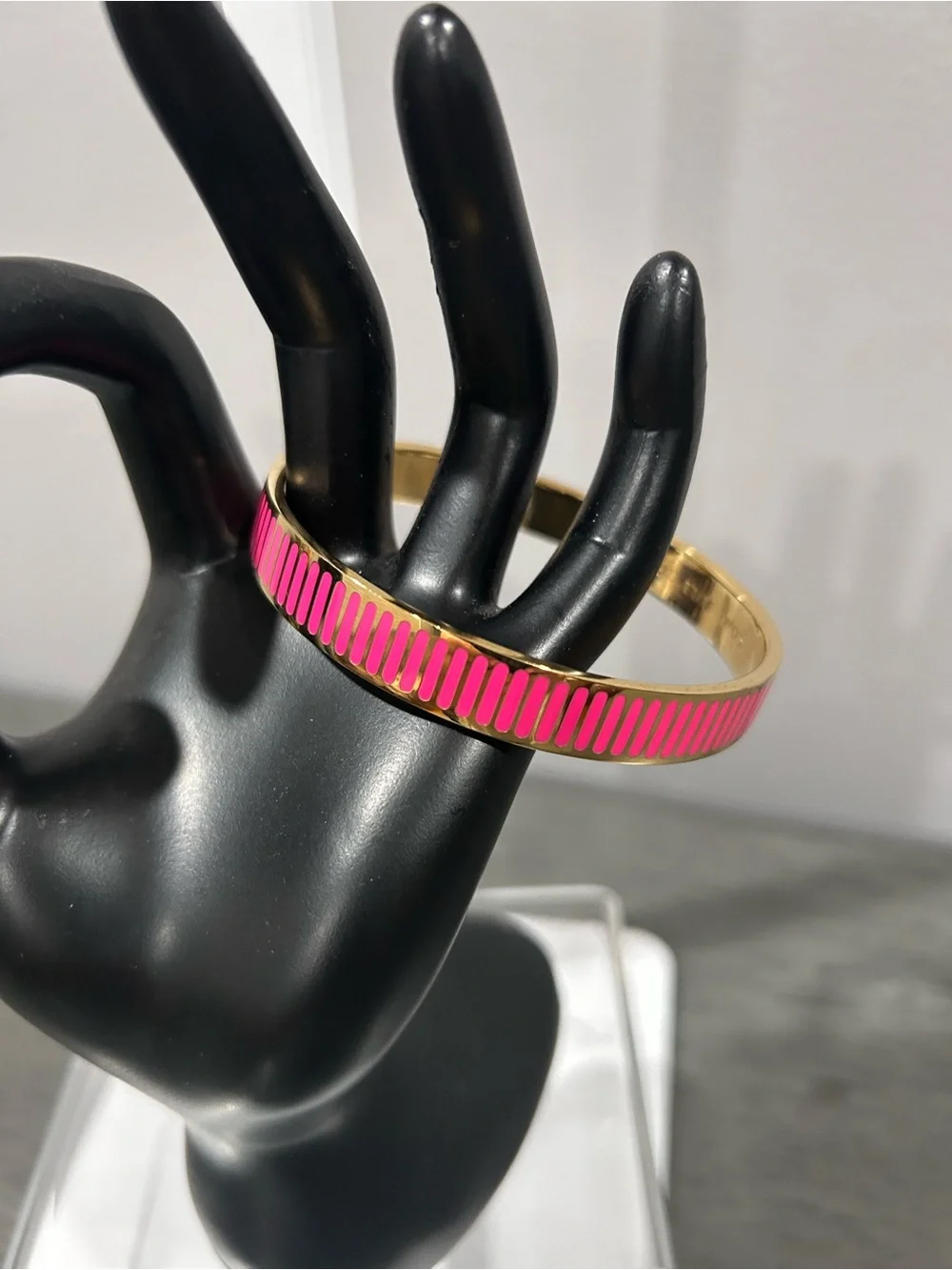 Kate Spade Gold-Tone Pink Enamel Bangle Bracelet